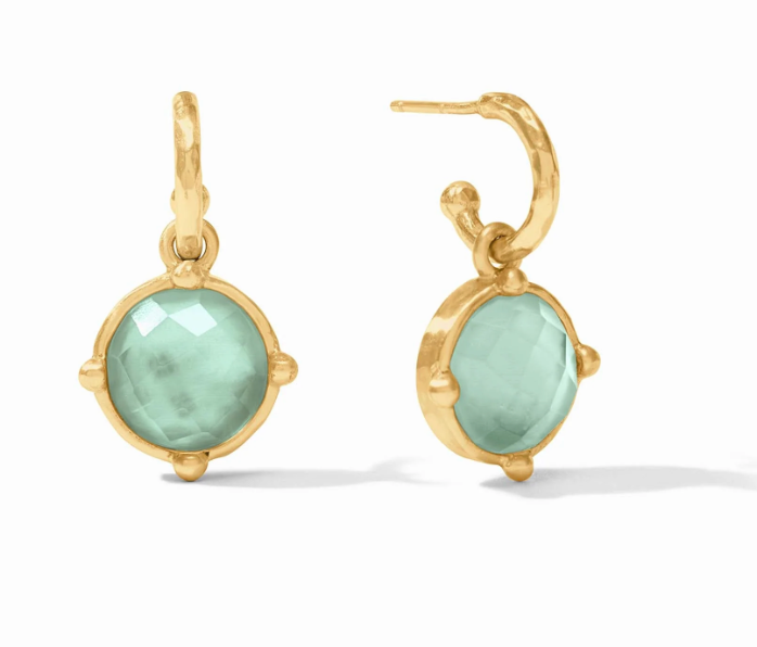 Honeybee Hoop & Charm Earring Iridescent Aquamarine Blue