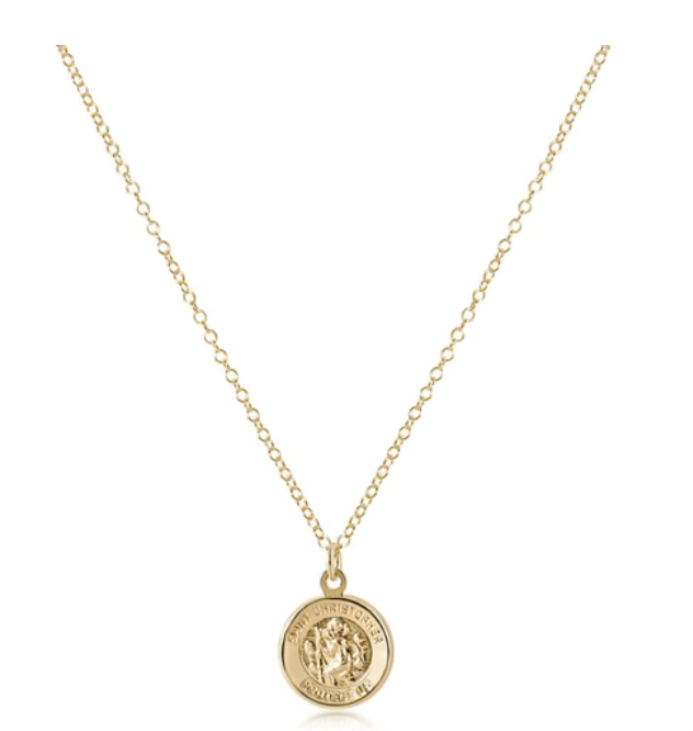 16" Protection Gold Disc. Necklace