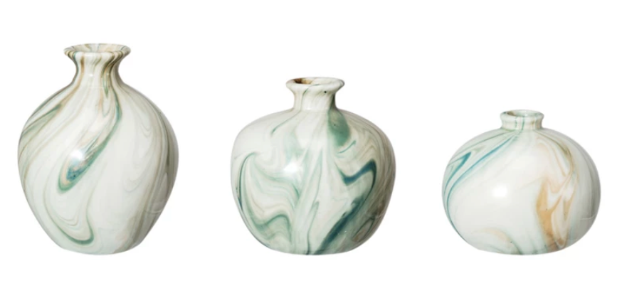 Stoneware Vases w/ Marbled Design