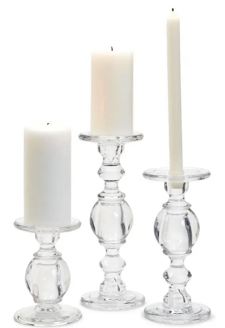 High-Glass Pedestal Candleholders