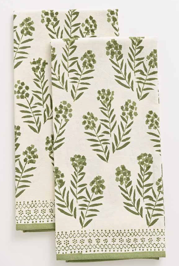 Phlox Green Tea Towel