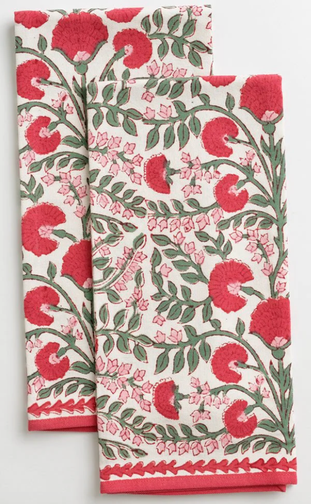 Cactus Flower Scarlet & Rose Tea Towels