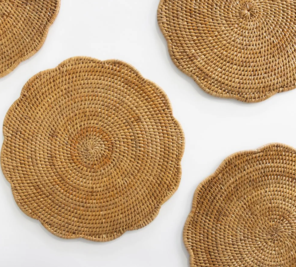 Woven Rattan Scalloped Placemats