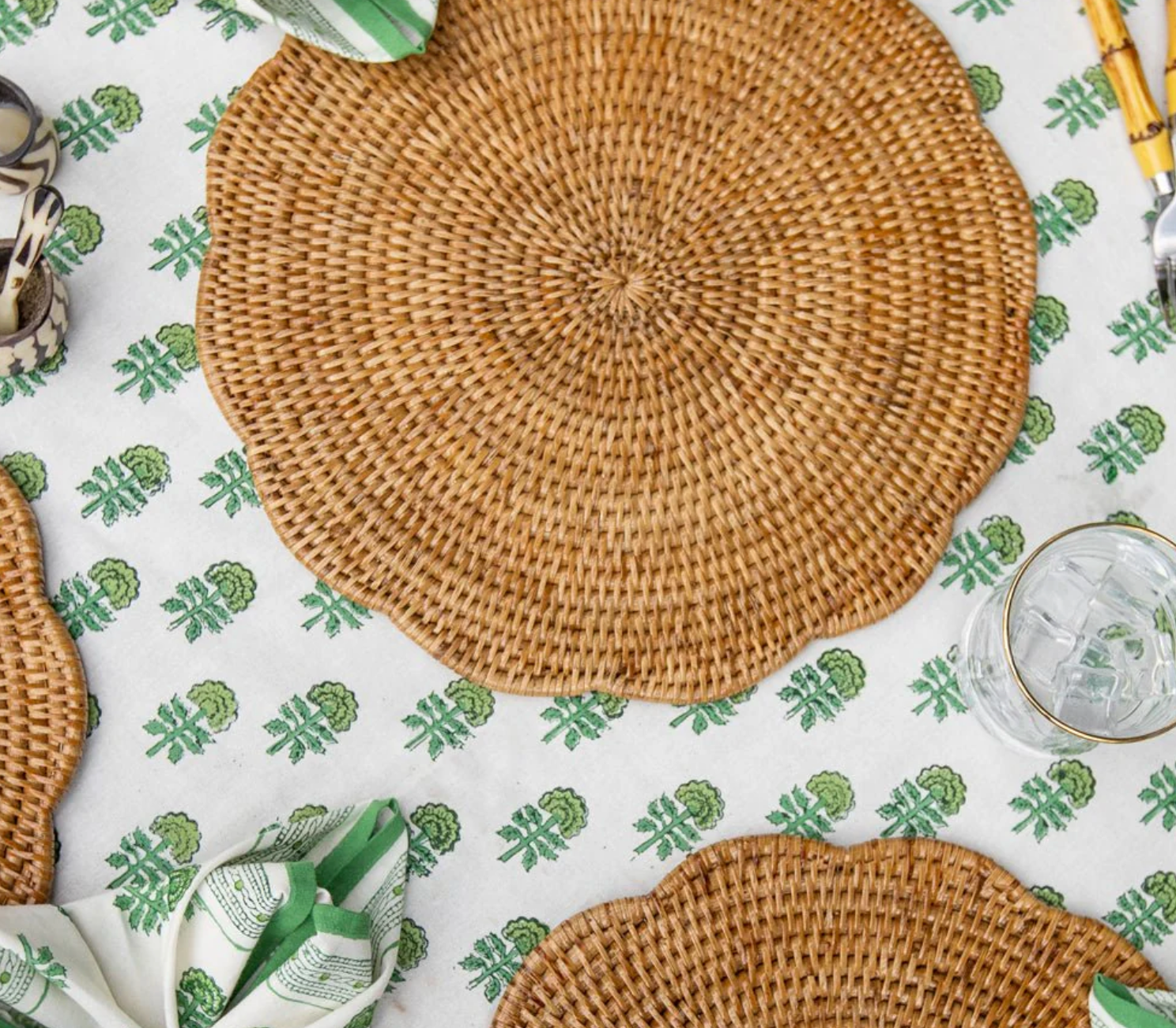 Woven Rattan Scalloped Placemats