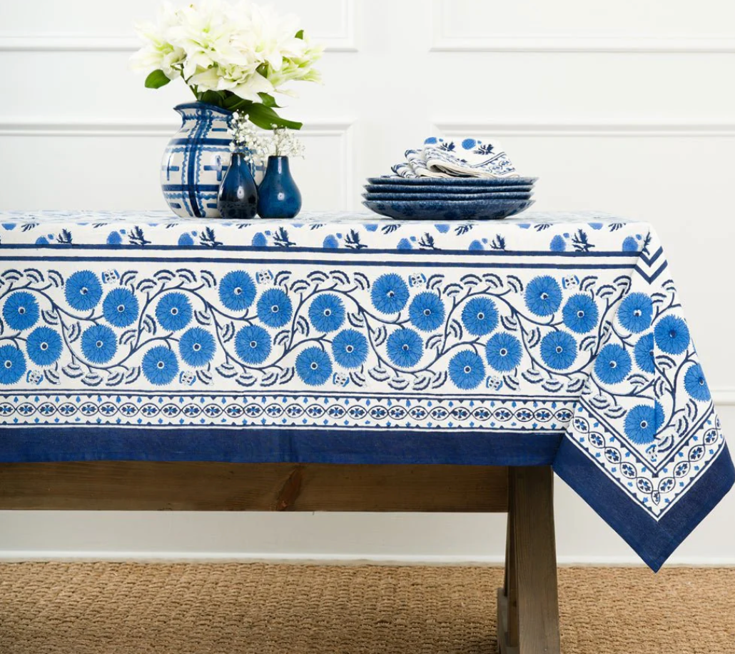 Gaya Cobalt Tablecloth Pomegranate