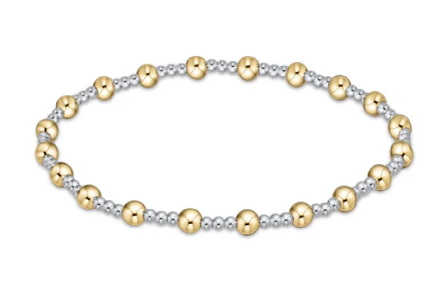 classic sincerity pattern 4mm bead bracelet - mixed metal