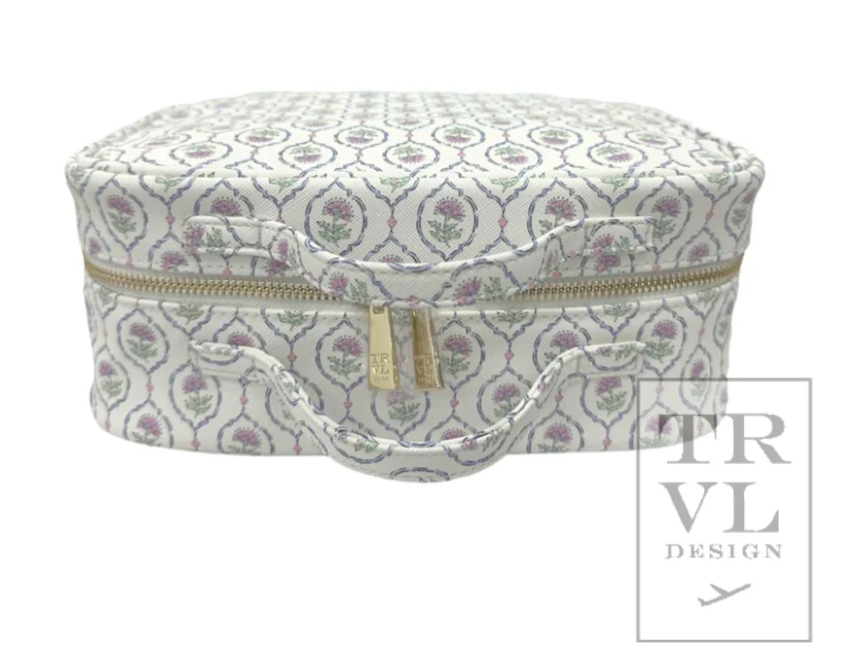 Luxe Travel Cosmetic Case Antibes w/ Navy Pinstripe Liner