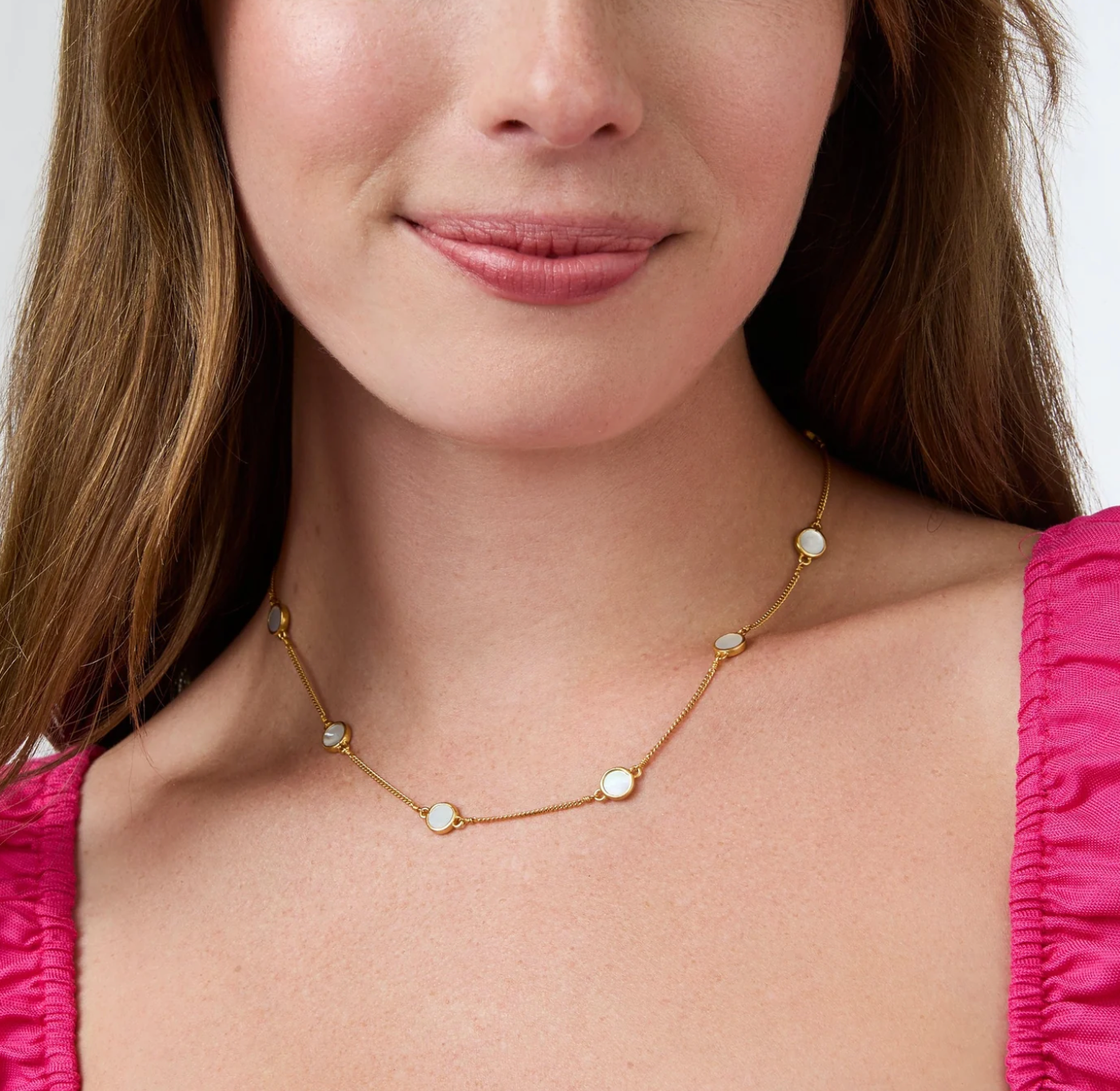 Valencia Delicate Pearl Station Necklace