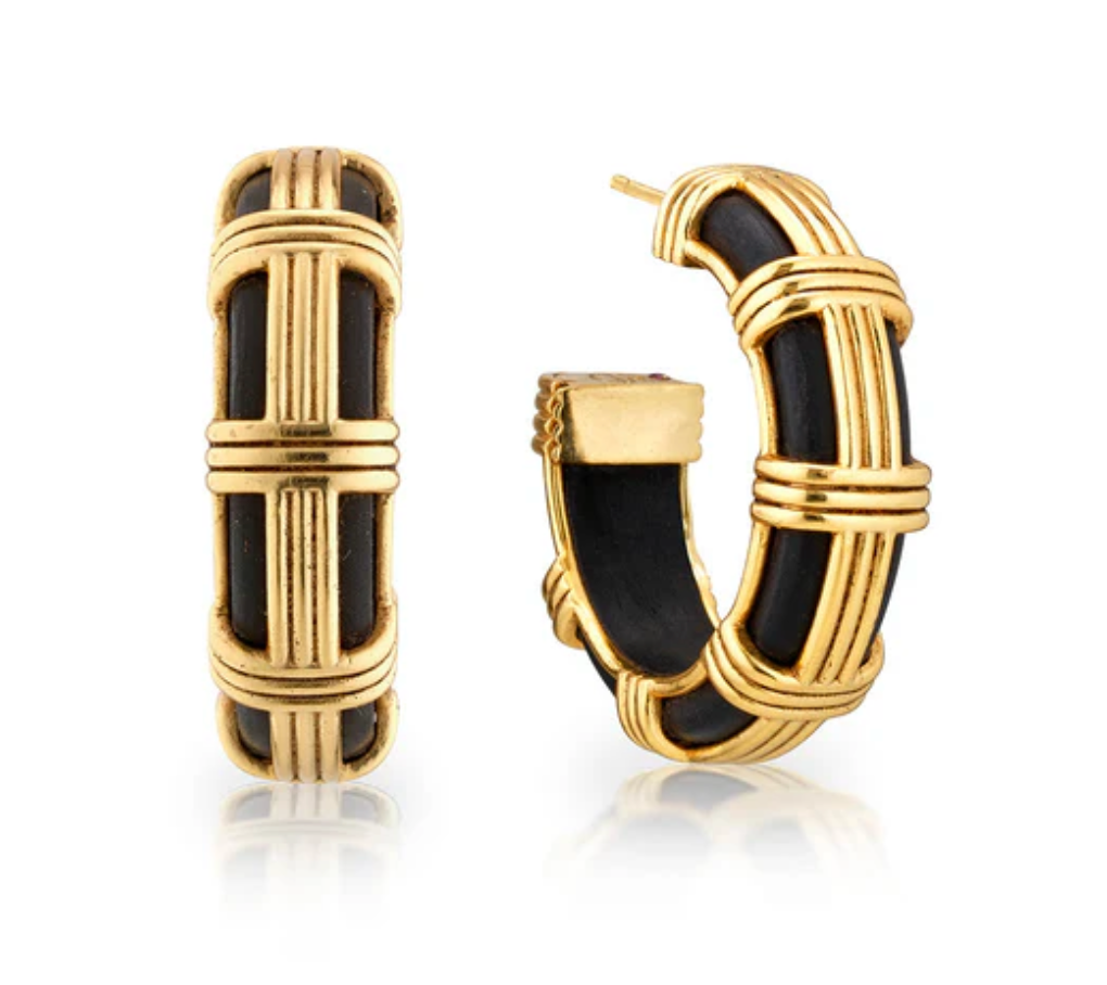 Gaia Cage Hoop Earrings - Ebony