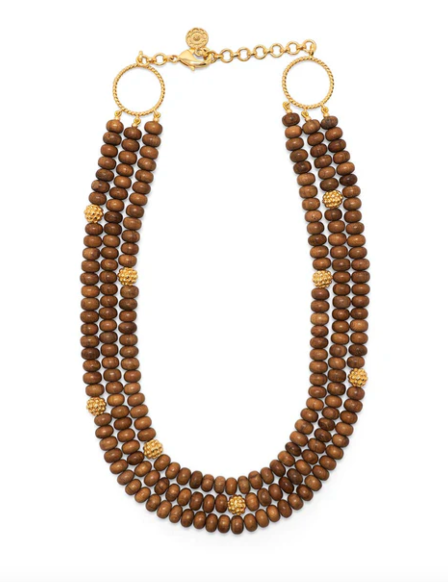 Earth Goddess Triple Strand Necklace - Teak