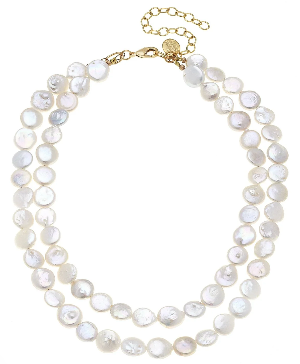 Double Strand Coin Pearl Necklace