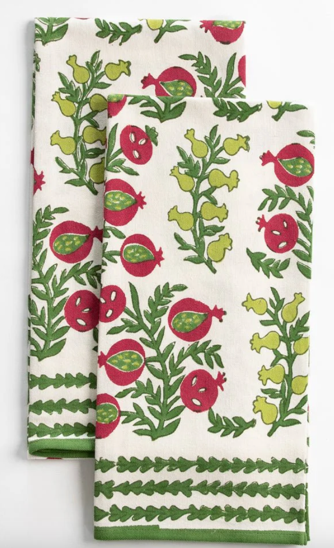 Pom Bells Basil & Magenta Tea Towel