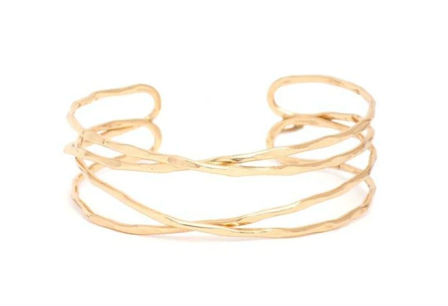 Hammered 4 Row Intertwined Cuff (Gold)