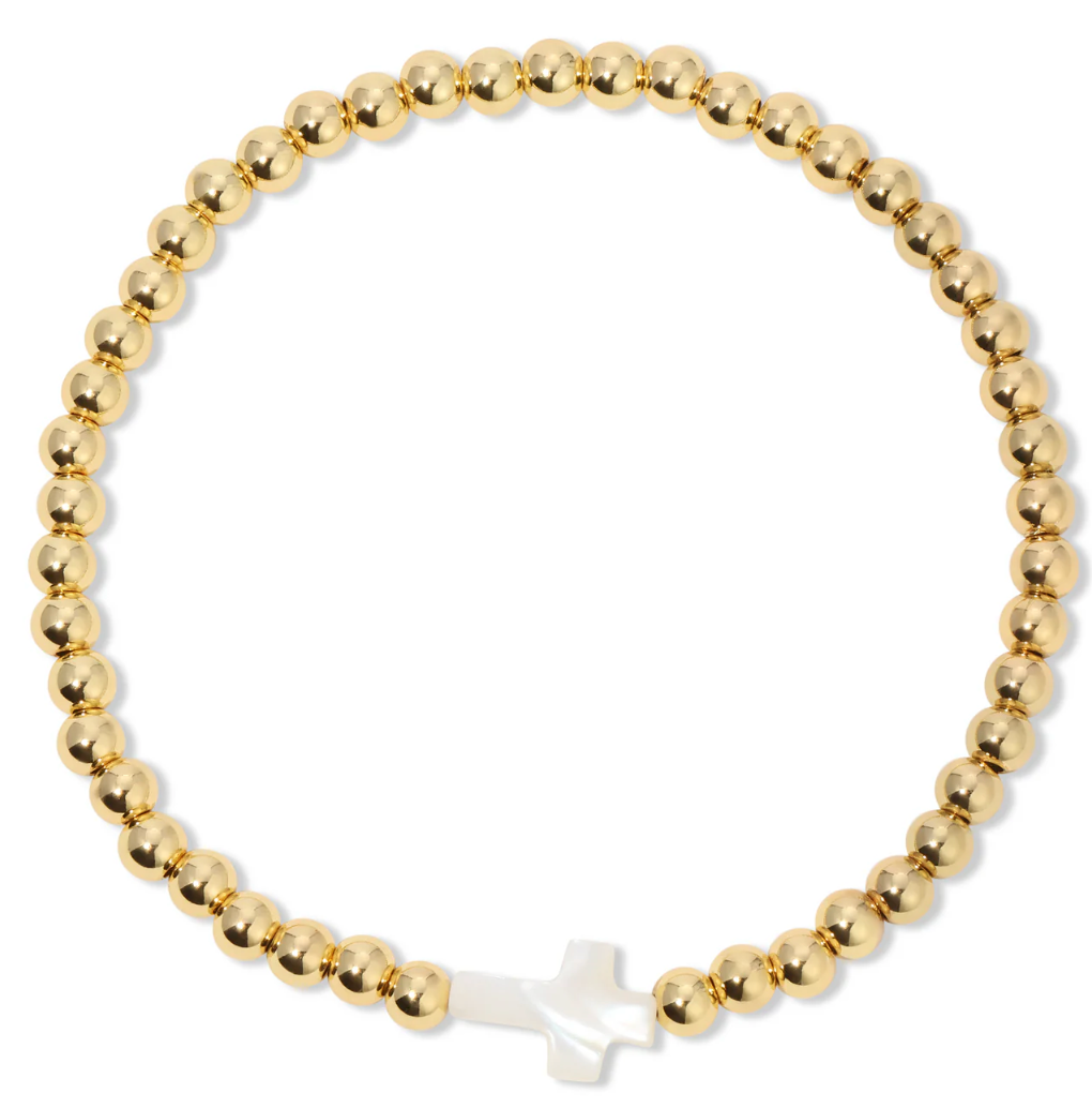 Cross Stretch Gold Bracelet