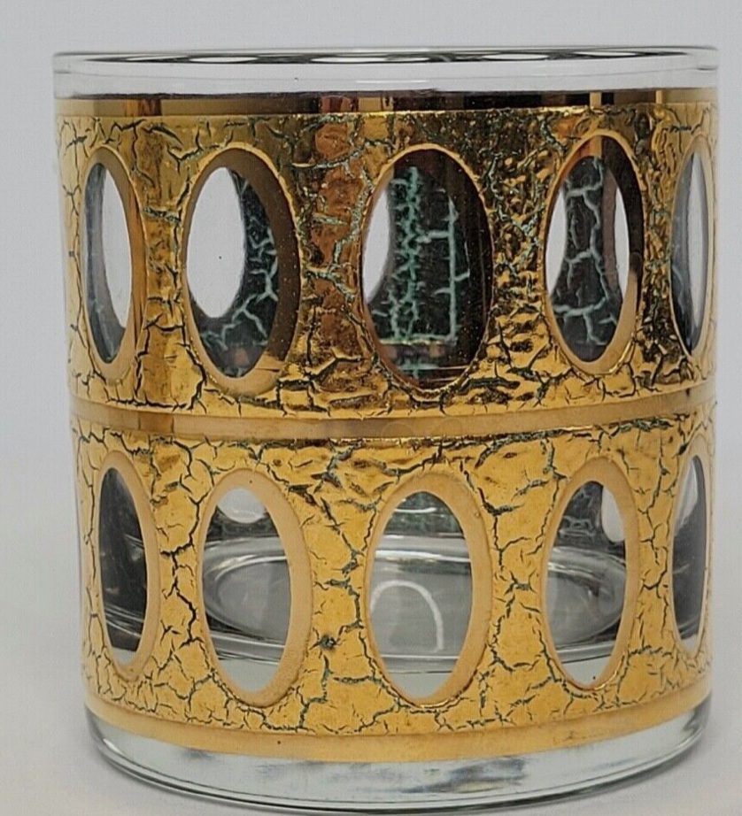 Set of 6 Culver 22k Gold Pisa Lowball glasses