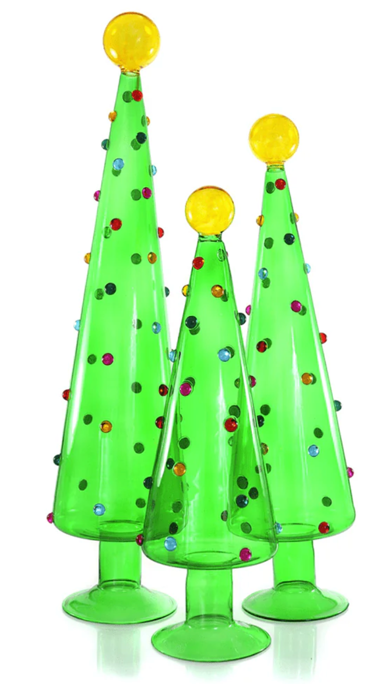 Decorated Dotted Trees- Translucent Green