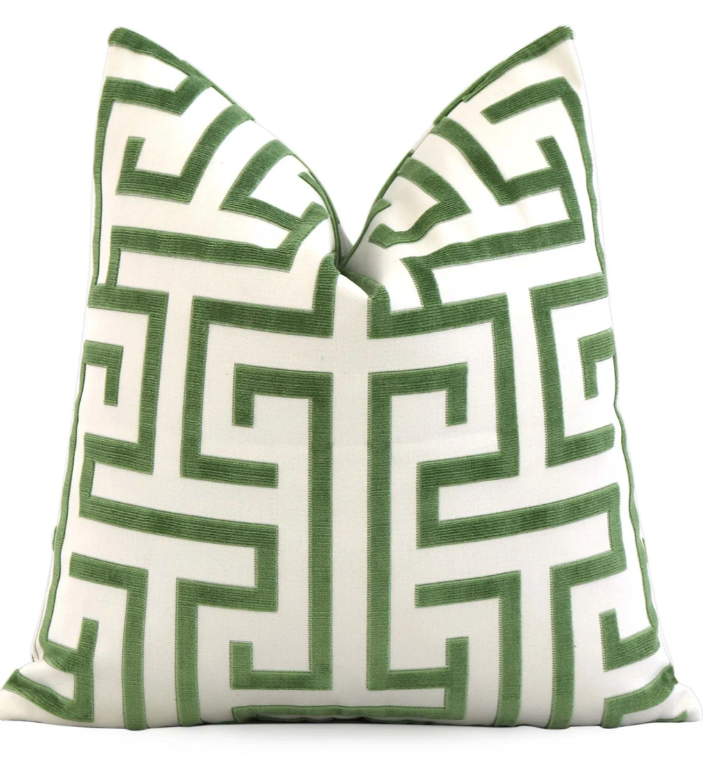 Thibaut Green Greek Key 22" pillows