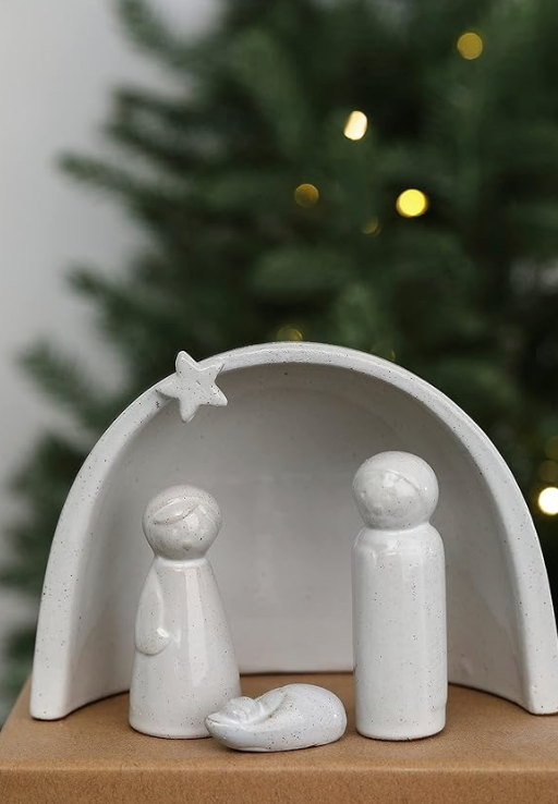 Porcelain Nativity Tablepiece - Glossy White