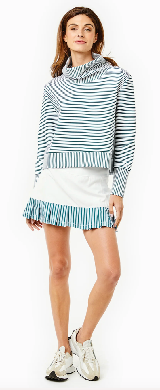 The Everyother Day Pullover- Super White / Ivy Stripe