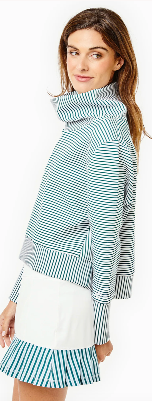 The Everyother Day Pullover- Super White / Ivy Stripe