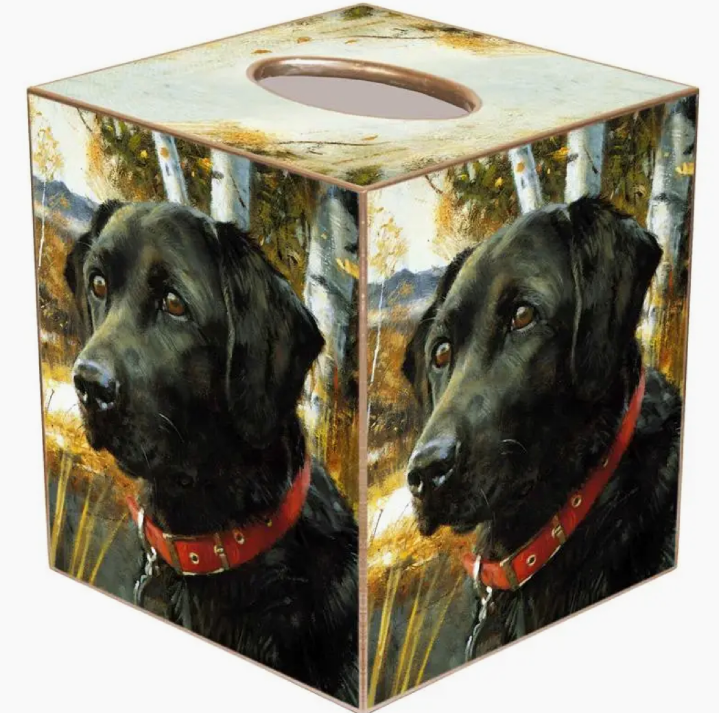 Black Lab Dog Tissue Box Cover