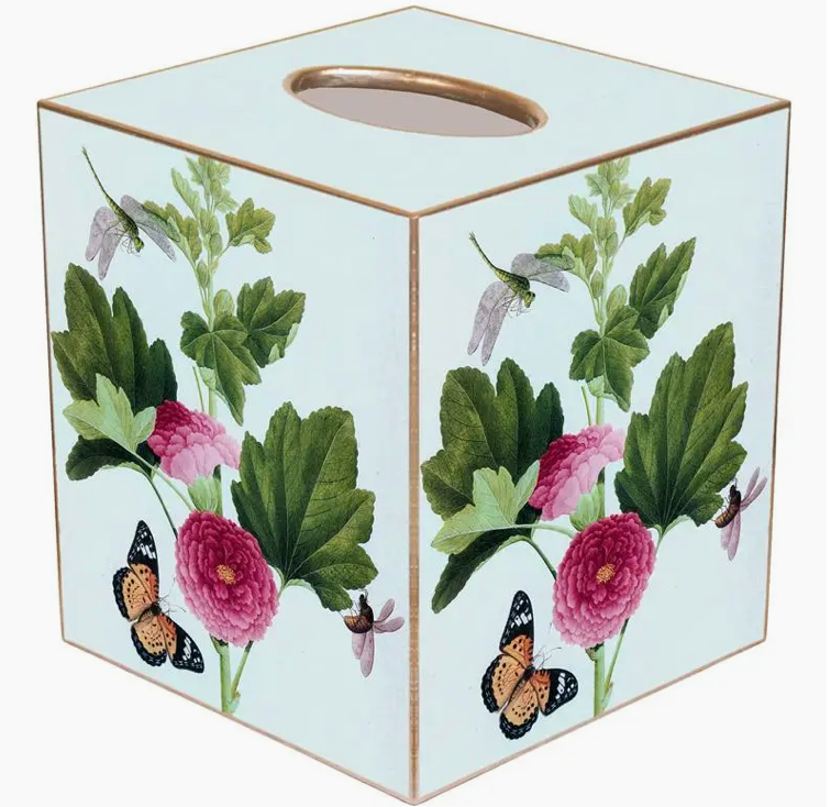 Pink Peony & Butterfly Tissue Box Cover