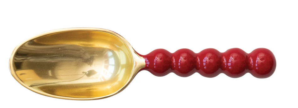 Enameled Aluminum Scoop, Red & Gold Finish