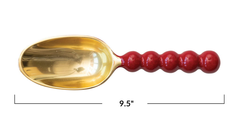 Enameled Aluminum Scoop, Red & Gold Finish