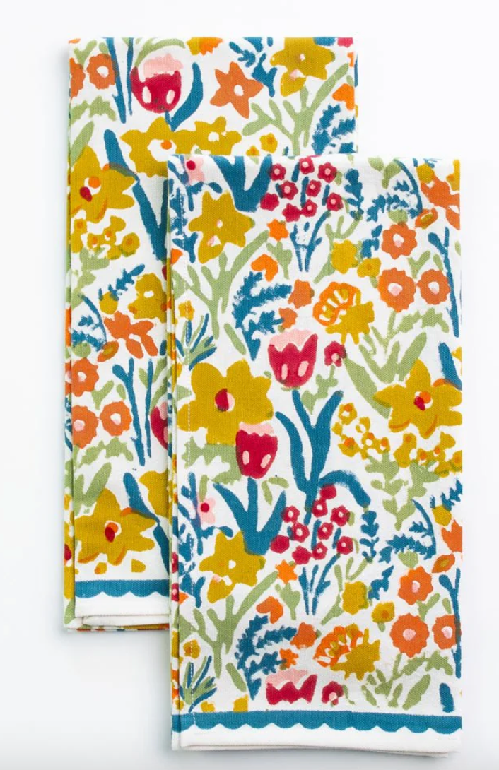 Teal Garden Tea Towel