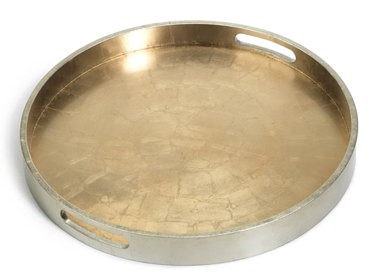 Round Antique Gold and Silver Serving Tray