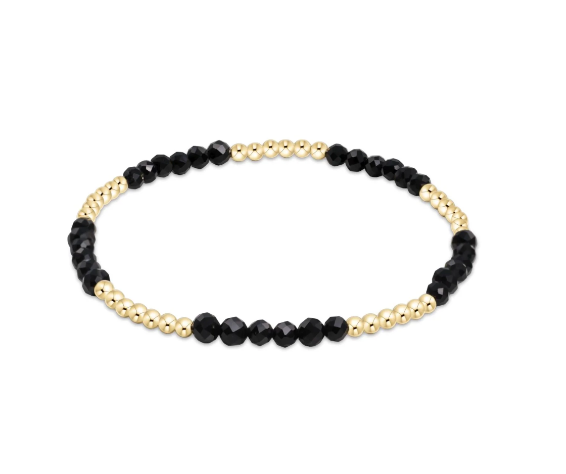 Blissful Pattern 2.5mm Bead Bracelet - Faceted Onyx