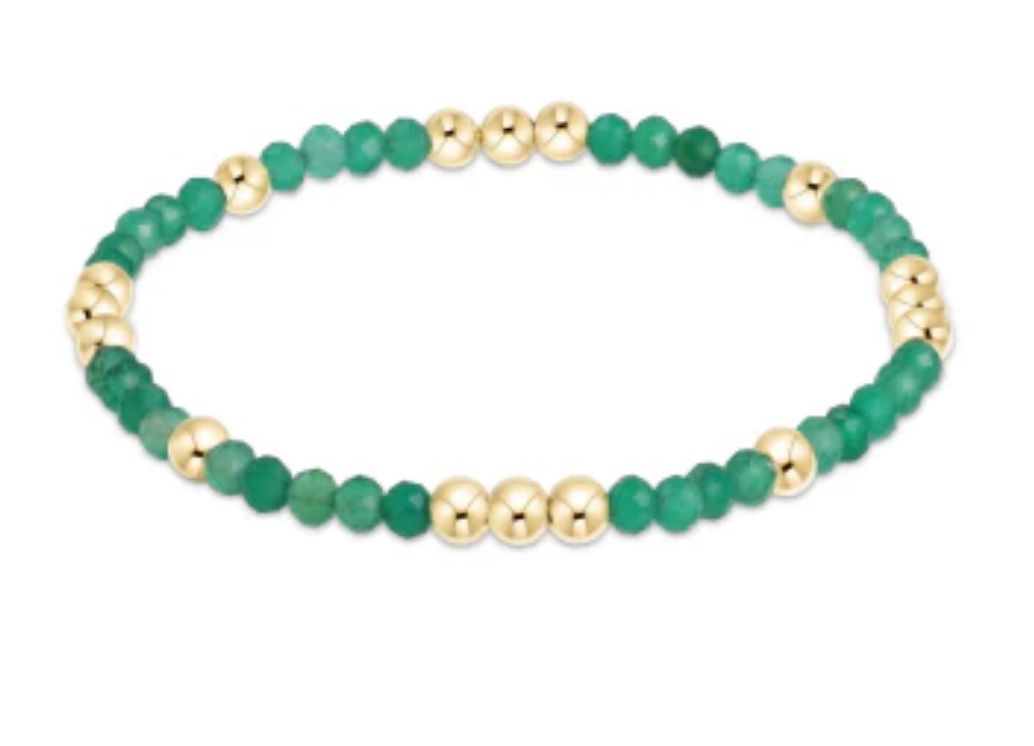 Worthy Pattern 3mm Bead Bracelet- Green Onyx