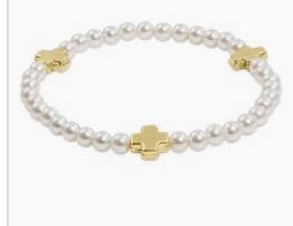 Signature Cross Small Pearl Pattern 3mm Bead Bracelet- Gold