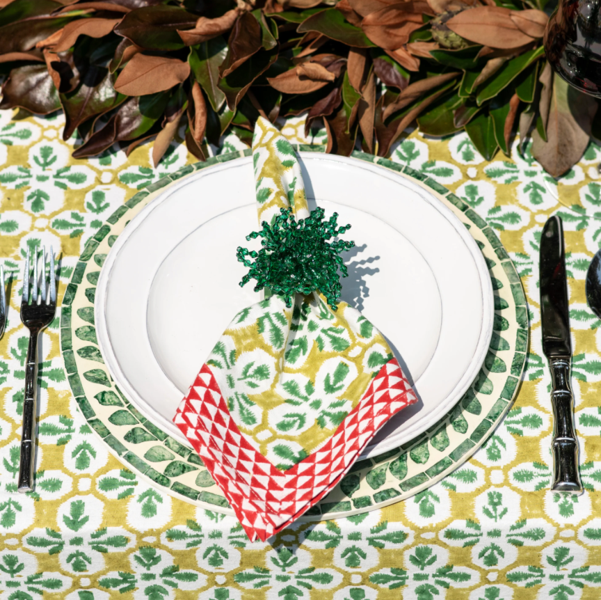 Fleur de Lis Geo Saffron Tablecloth