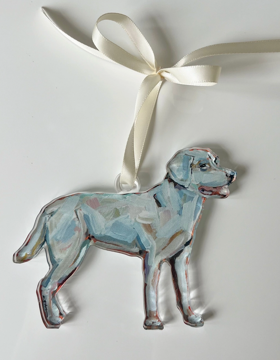 White Lab Acrylic Ornament