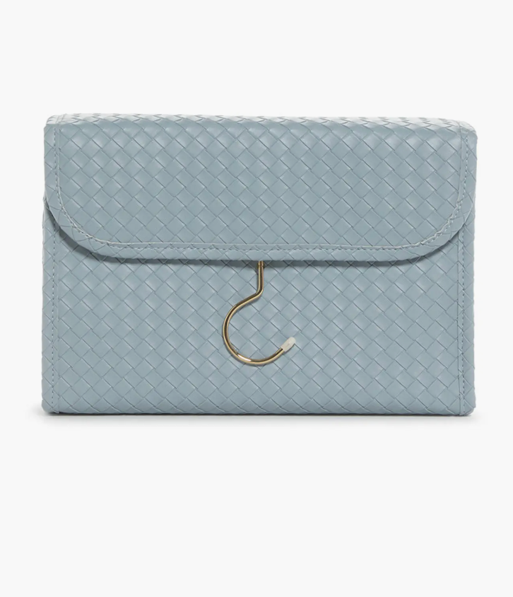 Hanging Toiletry Case in Woven Bleu