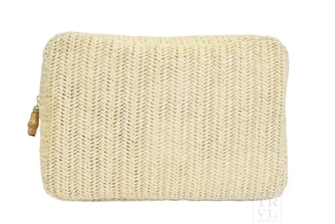 Big Glam Straw Cosmetic Bag Sand