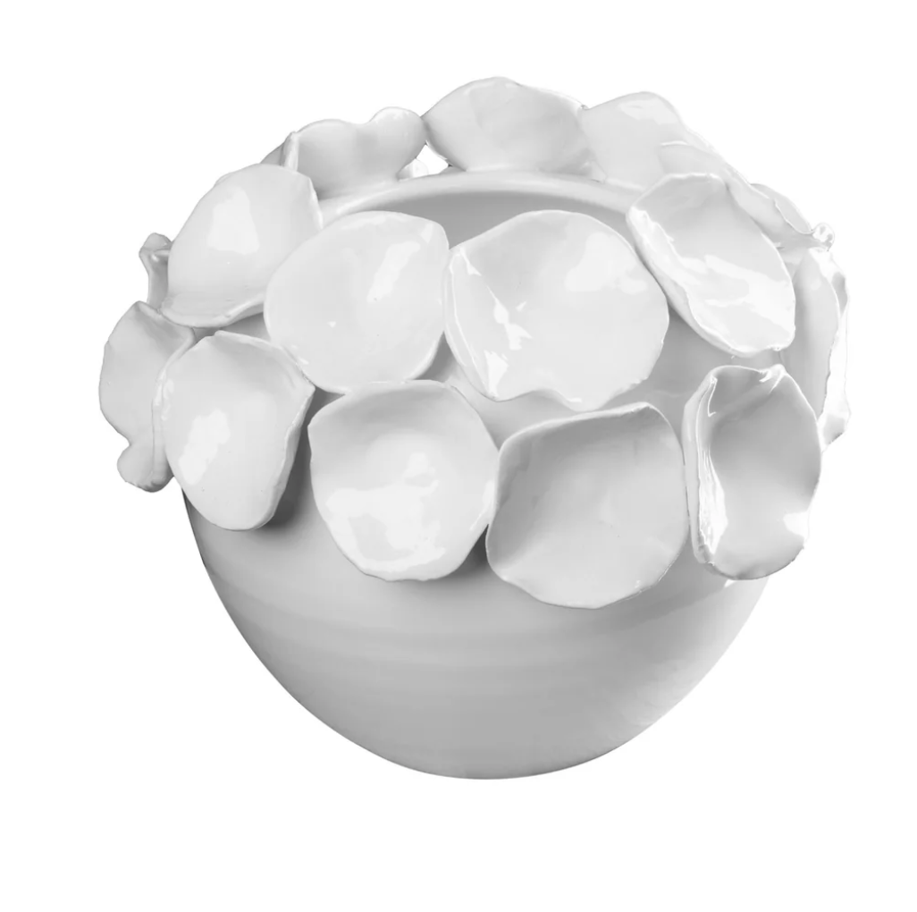 Cachepot with Petals, White