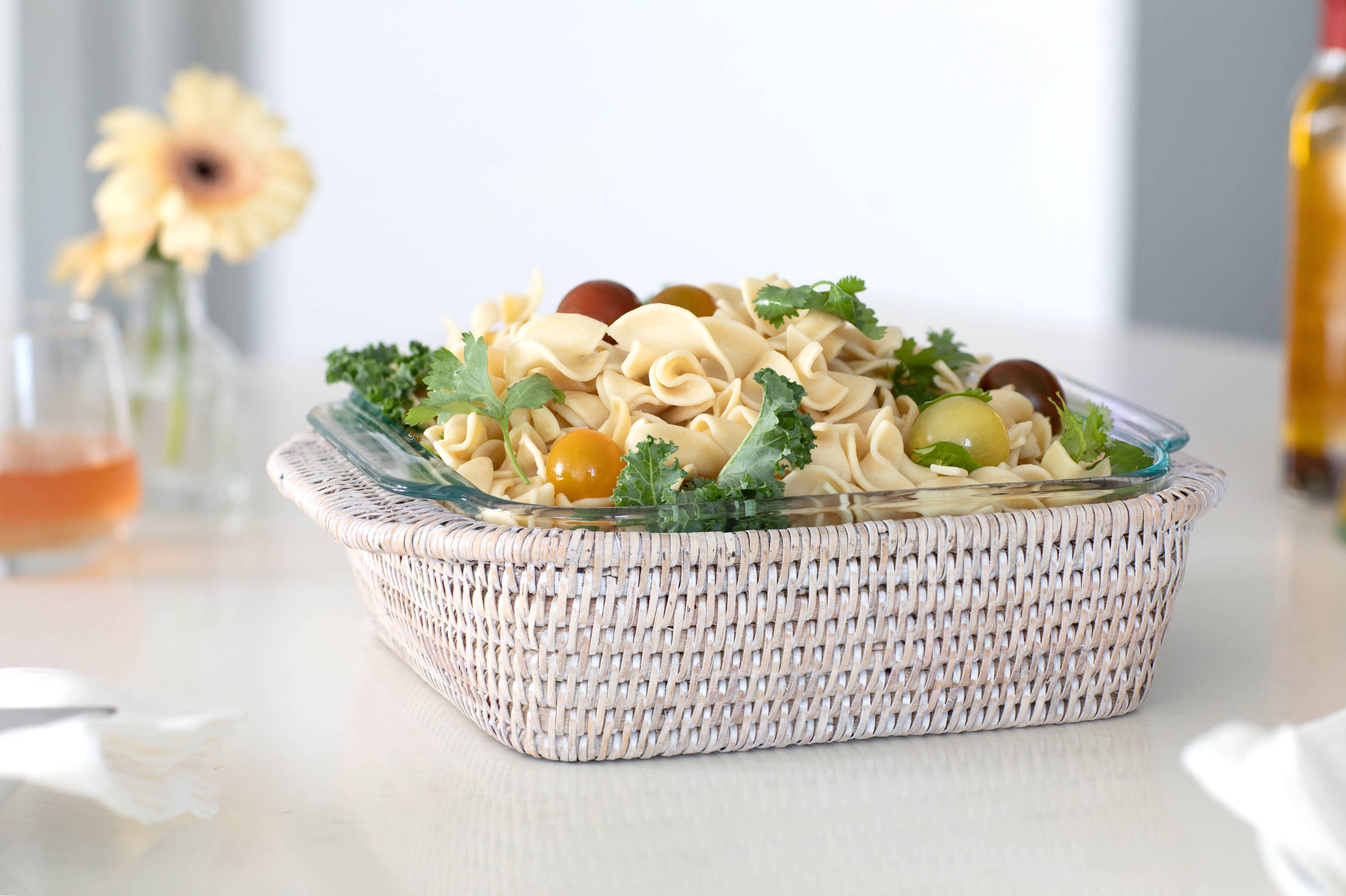 Artifacts Rattan Square Baker Basket with Pyrex