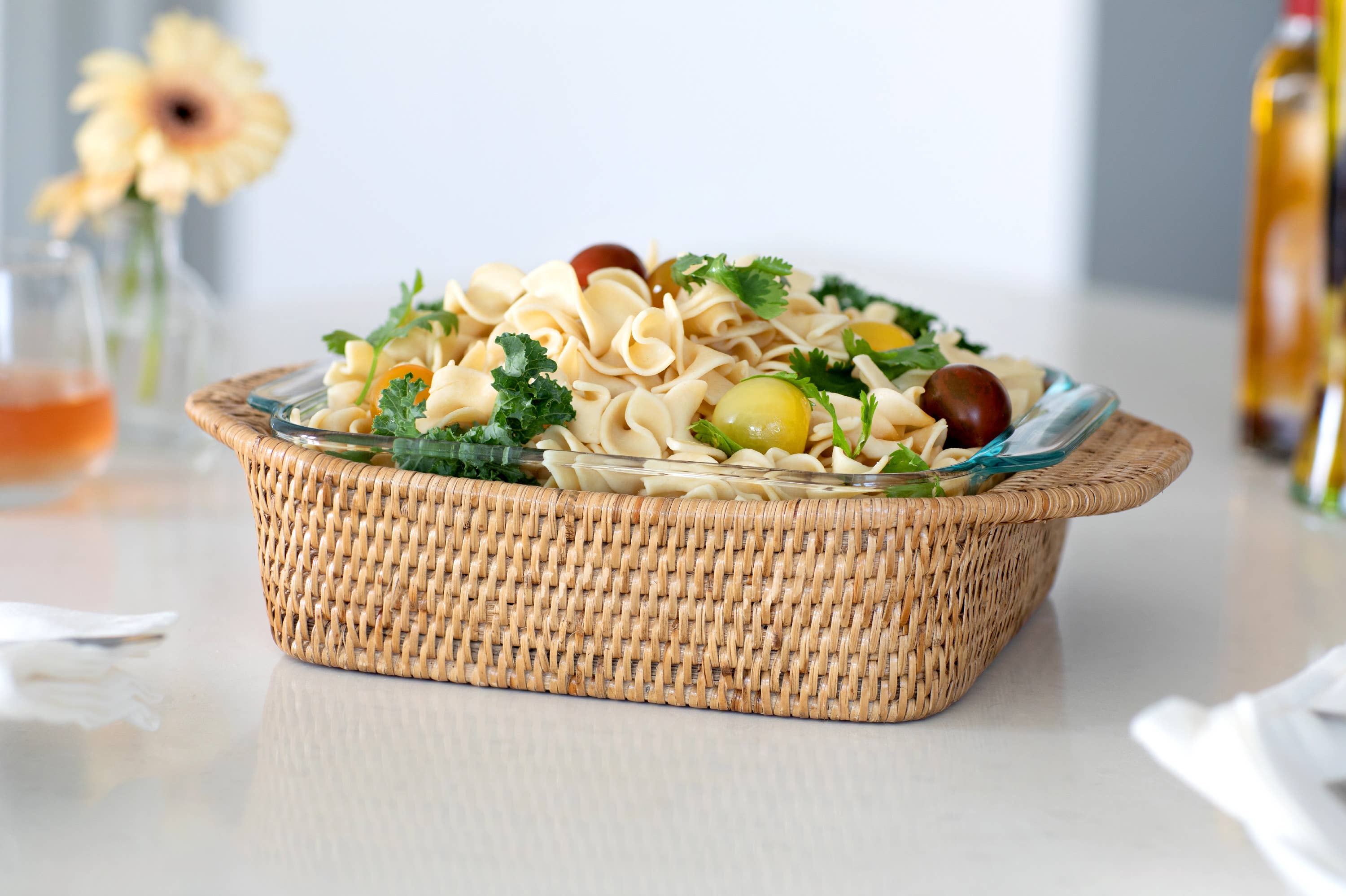 Artifacts Rattan Square Baker Basket with Pyrex