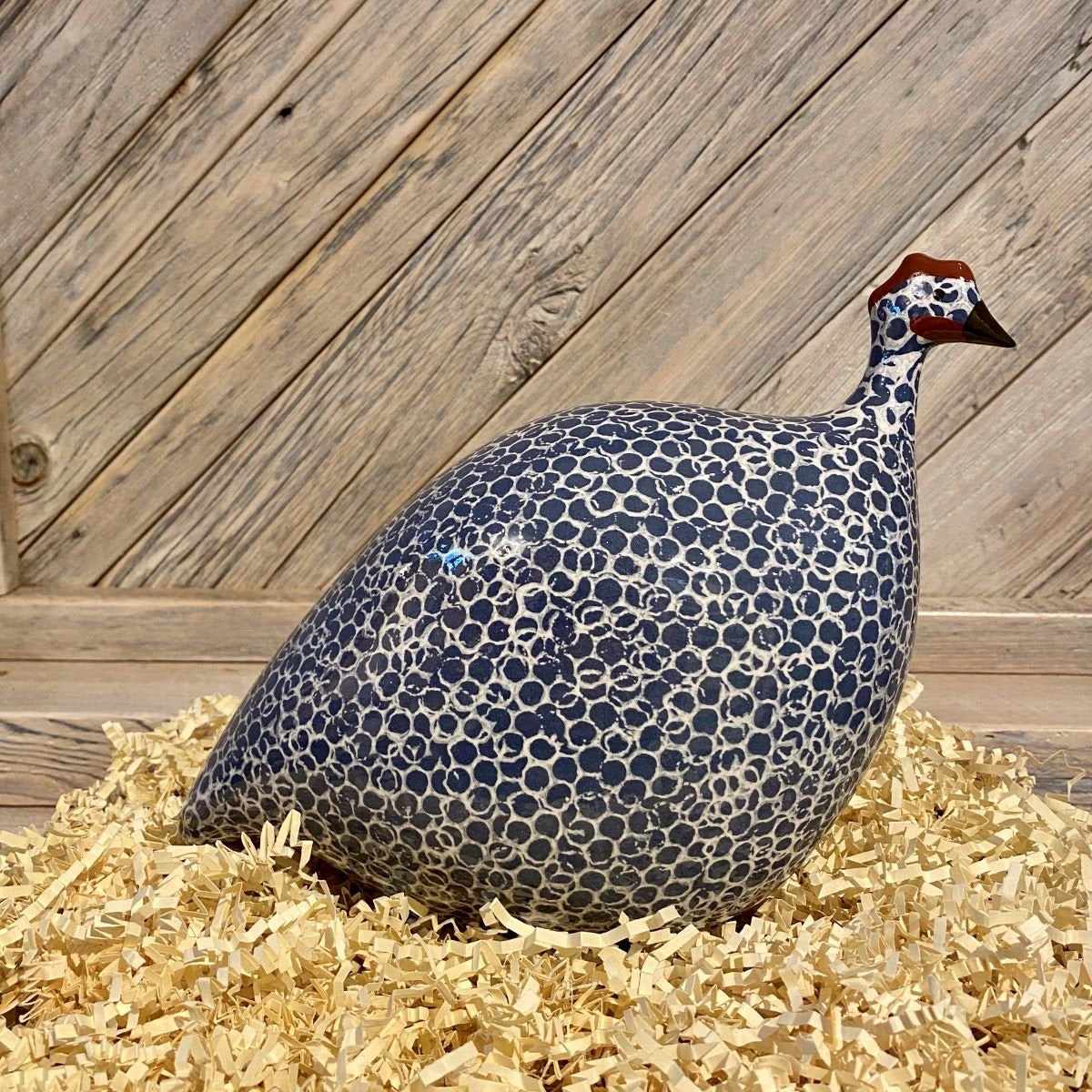 Guinea Fowl Electric Blue Spotted White Hen