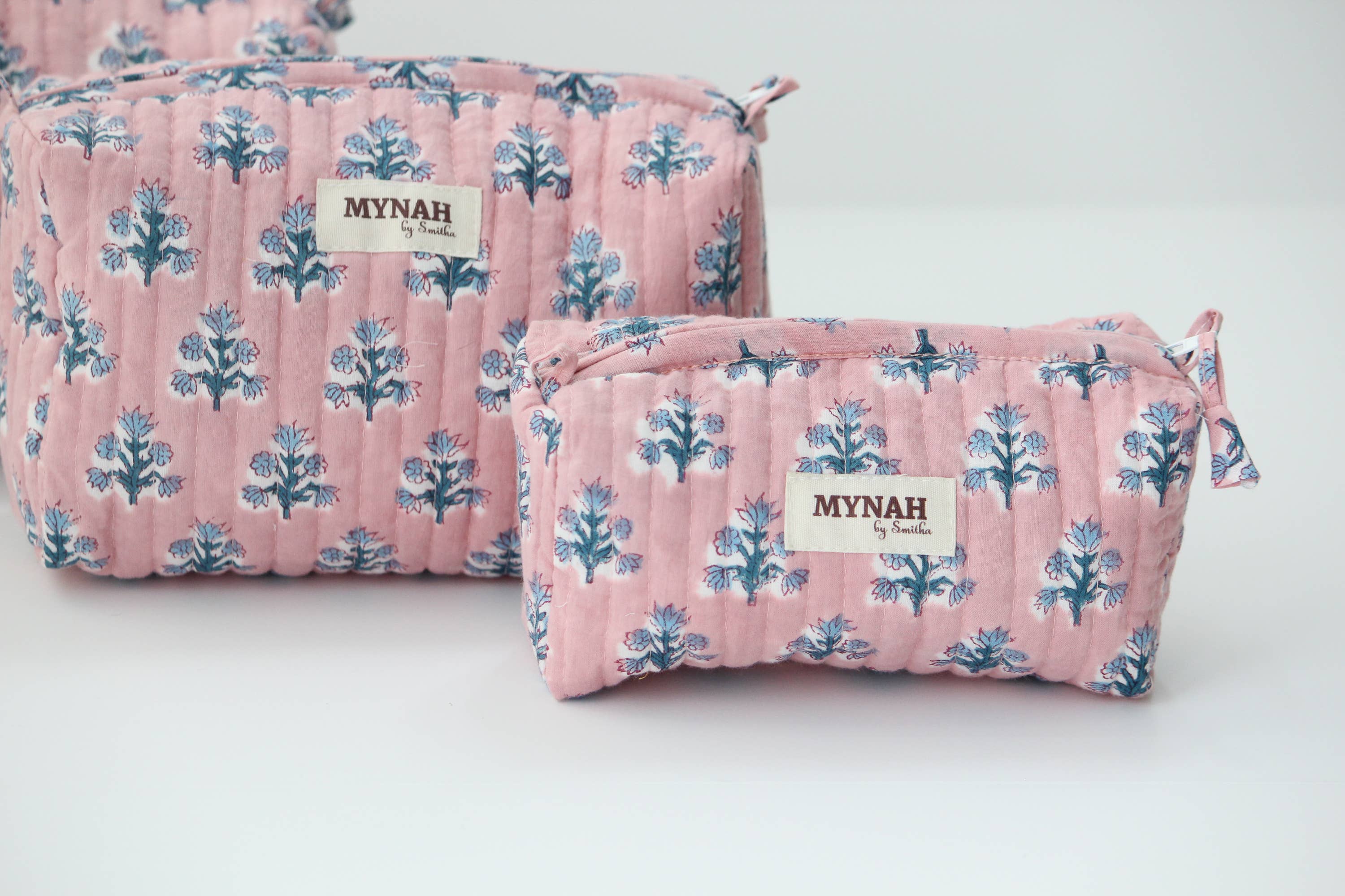 Dusty pink bluefloral travel/make up/organizer