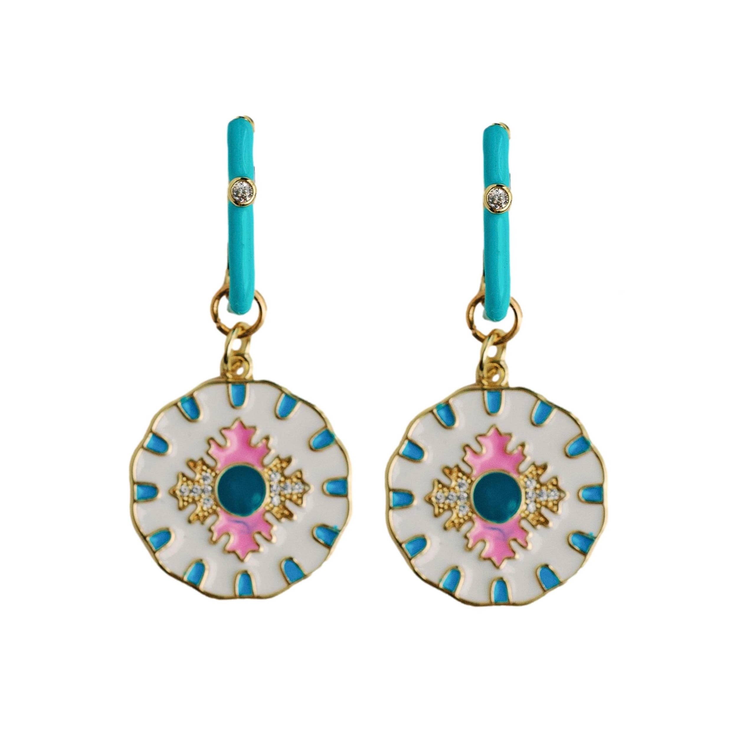 Capri Tile Enamel Charm Statement Earrings