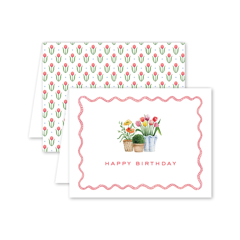 Flower Cart Tulips Birthday Card