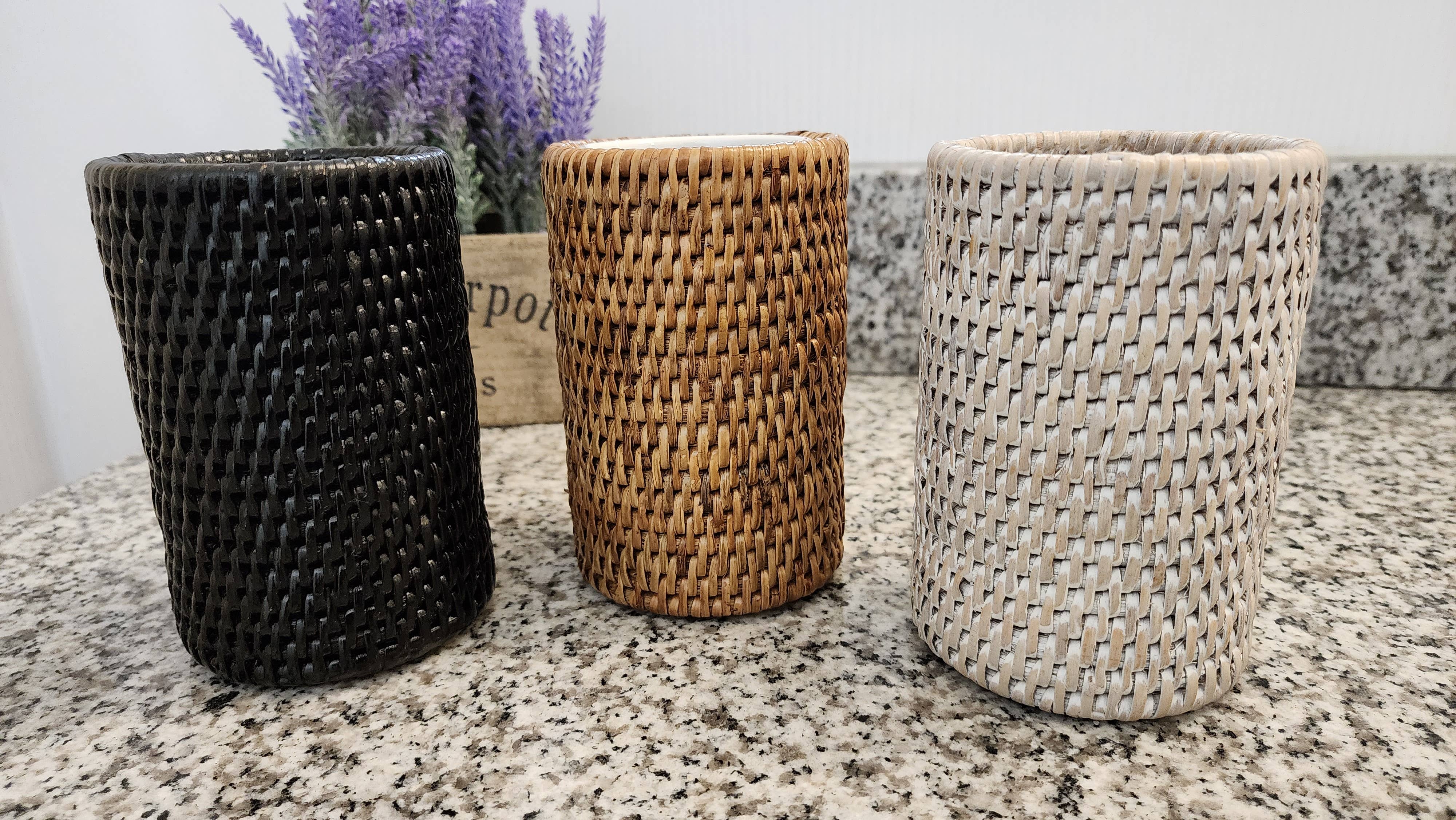 Artifacts Rattan Round Tumbler with Ceramic Insert