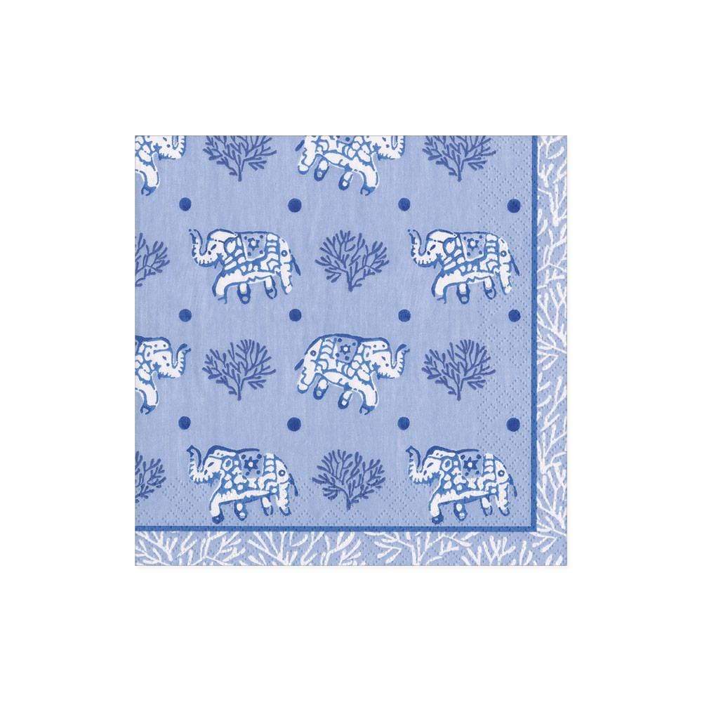 Batik Elephants Blue Cocktail Napkins