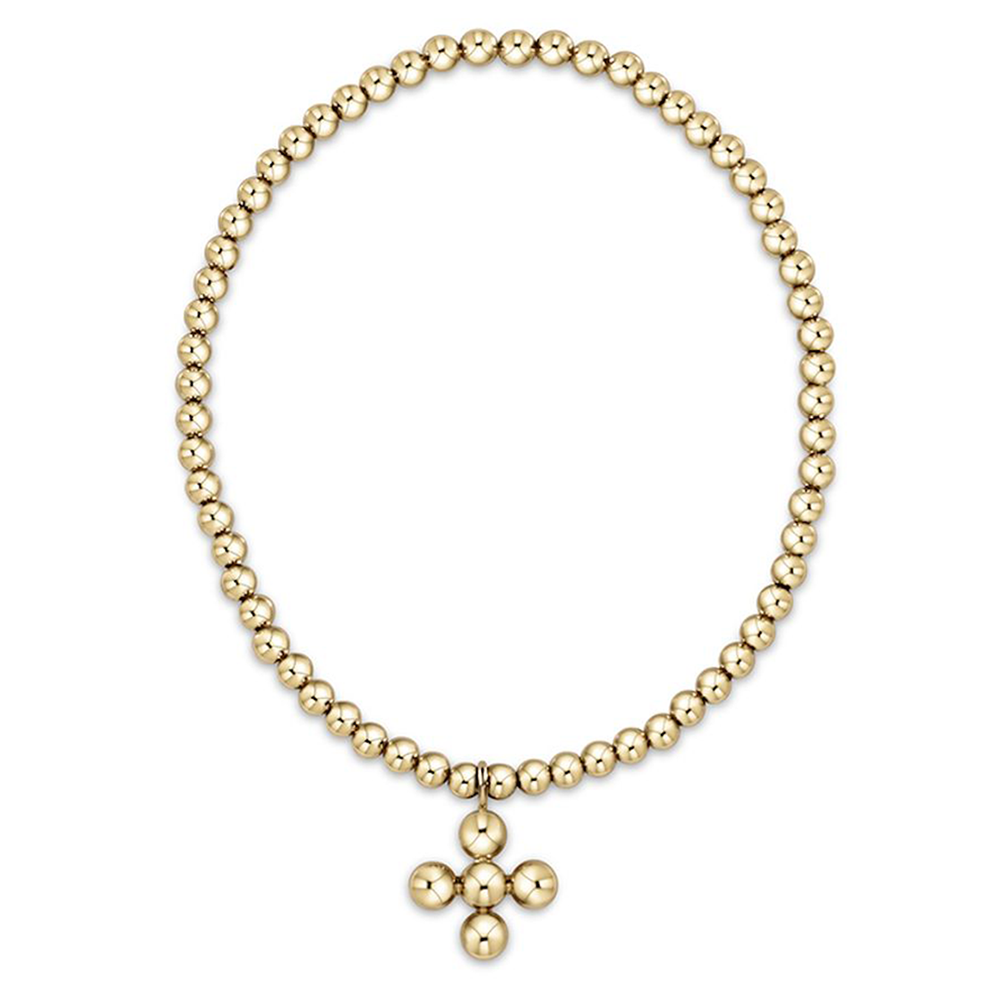 Classic Beaded Signature cross gold charm 4mm