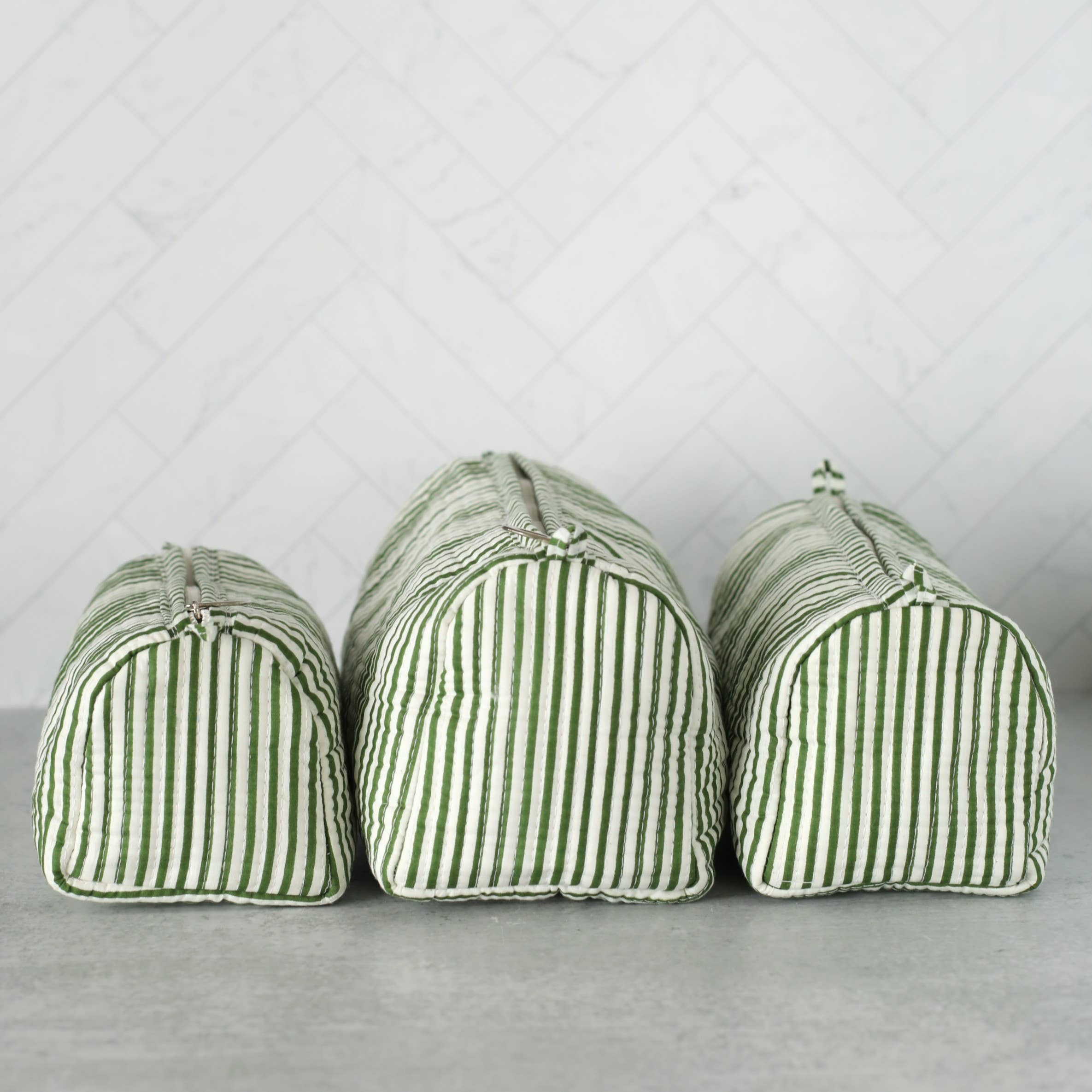 Cosmetic Bag Green Stripe