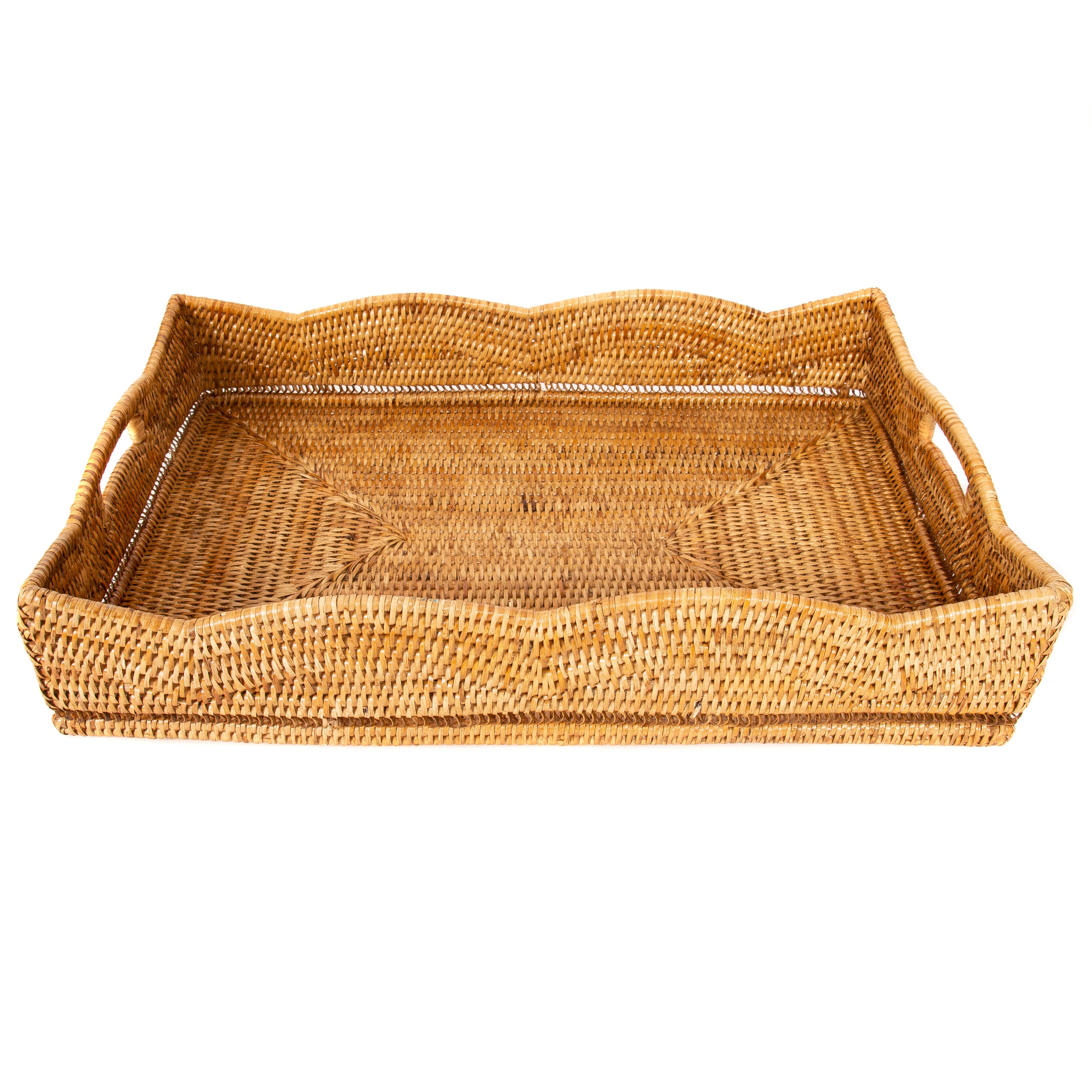 Artifacts Rattan Scallop Collection Rectangular Tray